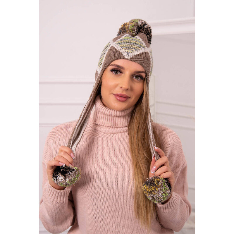 K-Fashion Dámska klapka na uši Eunika K322 cappuccino+beige 49759827
