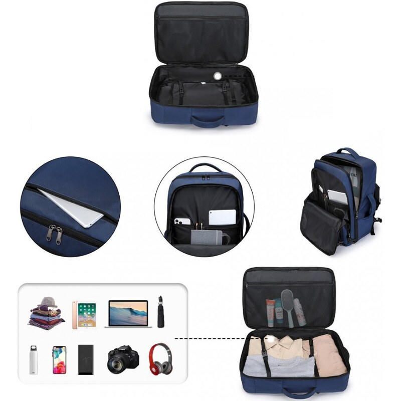 Konofactory Tmavomodrý objemný cestovný batoh do lietadla "Explorer" - veľ. XL