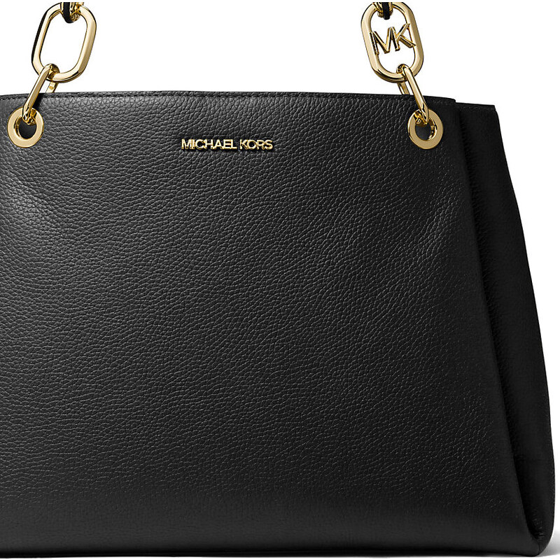 Michael Kors Trisha Large Pebbled Leather Shoulder Bag Black