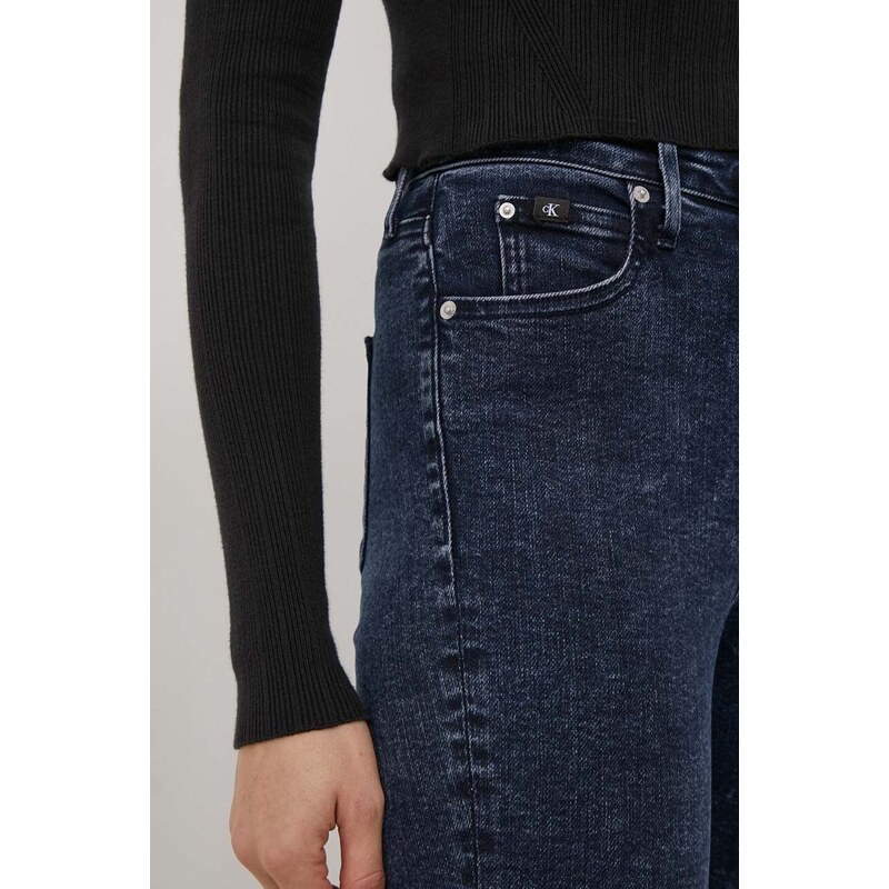 Rifle Calvin Klein Jeans dámske,tmavomodrá farba,J20J222136
