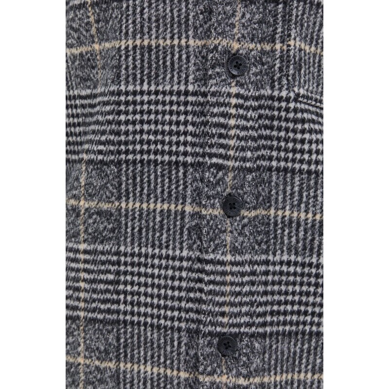Košeľové sako s vlnenou zmesou Hollister Co. šedá farba, prechodná