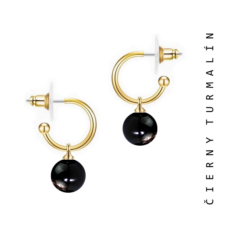 Taboo kruhové náušnice Spirit of Nature Čierny turmalín tbe729 47399153