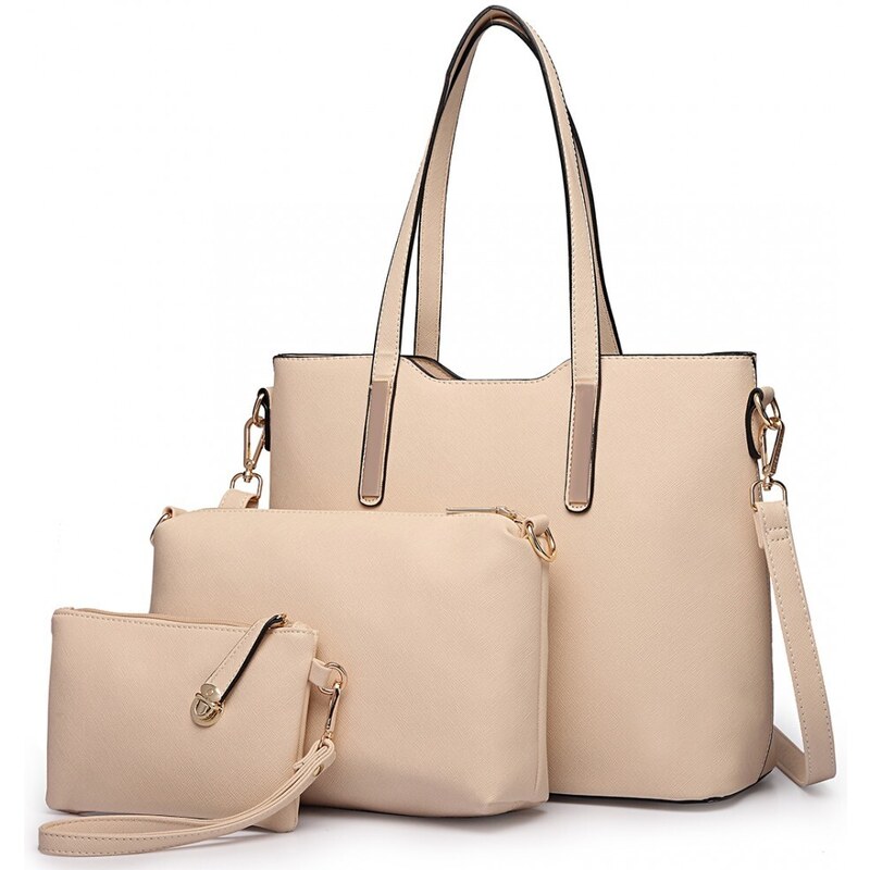 Praktický dámsky kabelkový set 3v1 Miss Lulu béžová 47403416