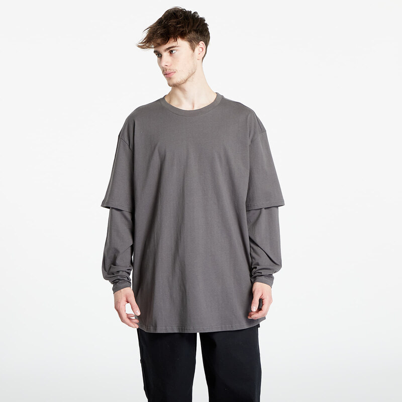 Tričko Urban Classics Oversized Shaped Double Layer LS Tee Grey XL 55110008