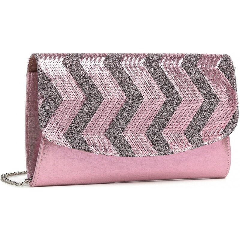 Miss Lulu večerná dámska listová kabelka s flitrami LP2311, ružová 47404167