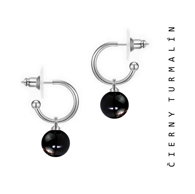 Taboo kruhové náušnice Spirit of Nature Čierny turmalín tbe730 47405799