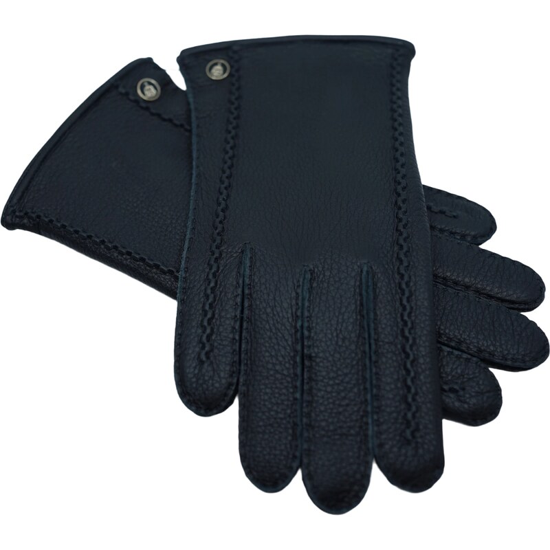Carlsbad Hat Co. Pánske čierne ručne šité kožené rukavice z jelenia kože - kašmírová podšívka