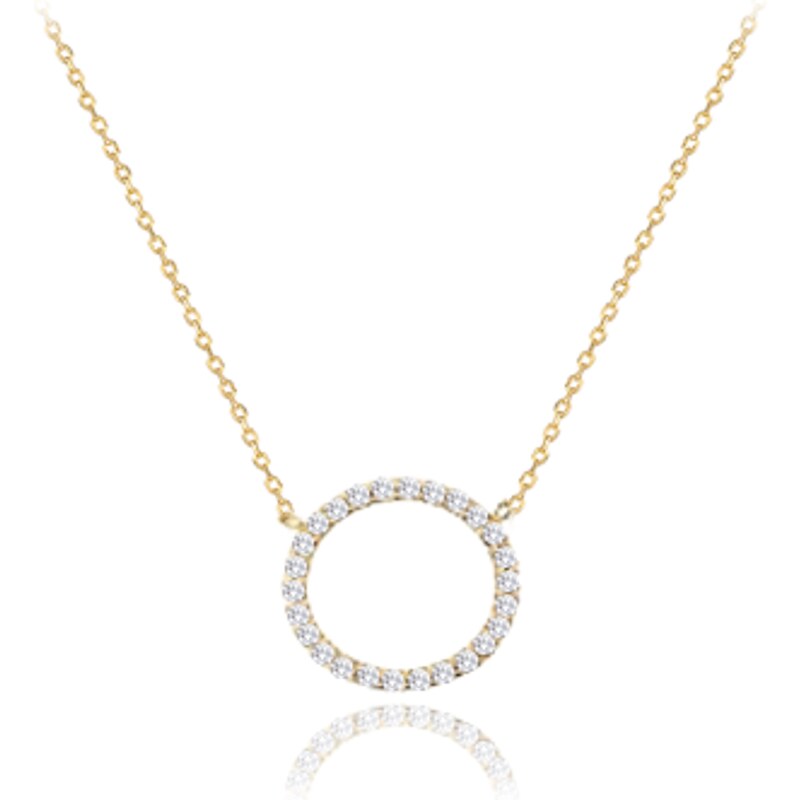 OLIVIE Zlatý náhrdelník krúžok s bielymi zirkónmi Au 585/1000 66723831