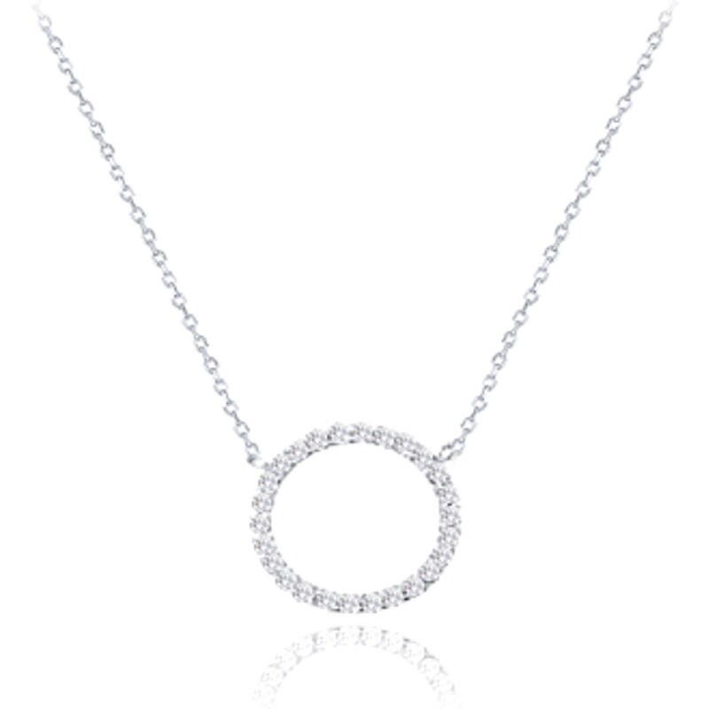 OLIVIE MINET Náhrdelník z bieleho zlata krúžok s bielymi zirkónmi Au 66795636