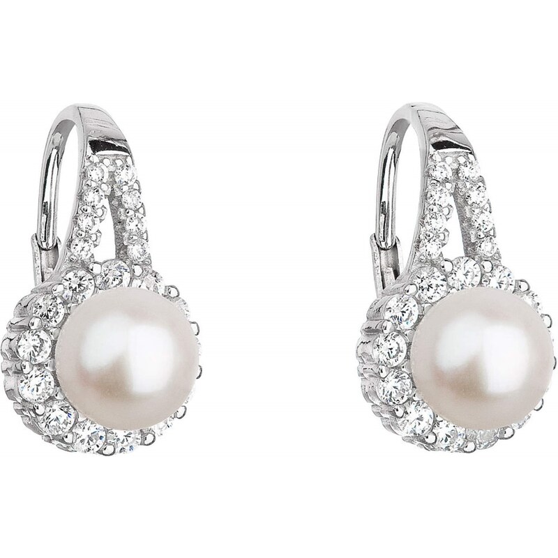 Evolution Group Trblietavé strieborné visiace náušnice s perlou 21047 66582125