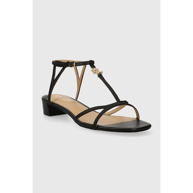 Kožené sandále Lauren Ralph Lauren Fallon dámske, čierna farba, 802920000000