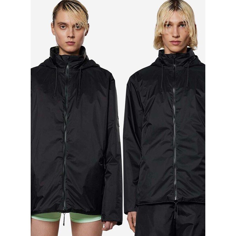Bunda Rains Fuse Jacket 15400-BLACK., dámska, čierna farba, prechodná, oversize