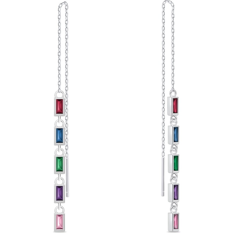 Brilio Silver Blyštivé retiazkové náušnice s farebnými zirkónmi 66582948