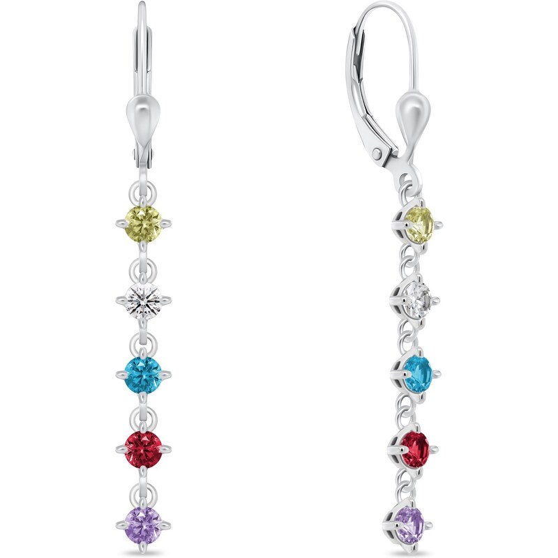 Brilio Silver Hravé visiace náušnice s farebnými zirkónmi EA1008WRBW 66588017