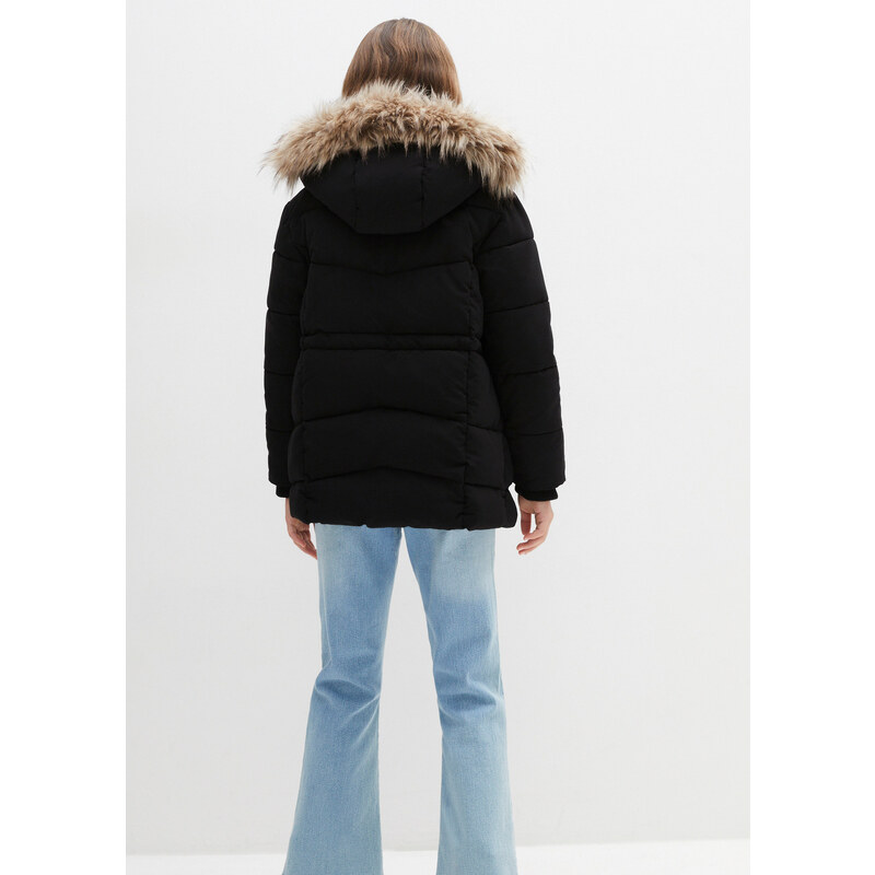 bonprix Dievčenská zimná bunda parka s kapucňou, farba čierna, rozm. 152/158
