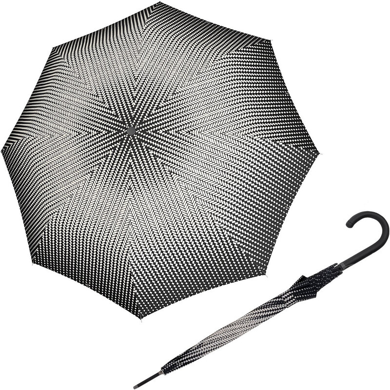 Doppler Fiber Flex AC BLACK & WHITE - dámsky holový vystreľovací dáždnik bordúra