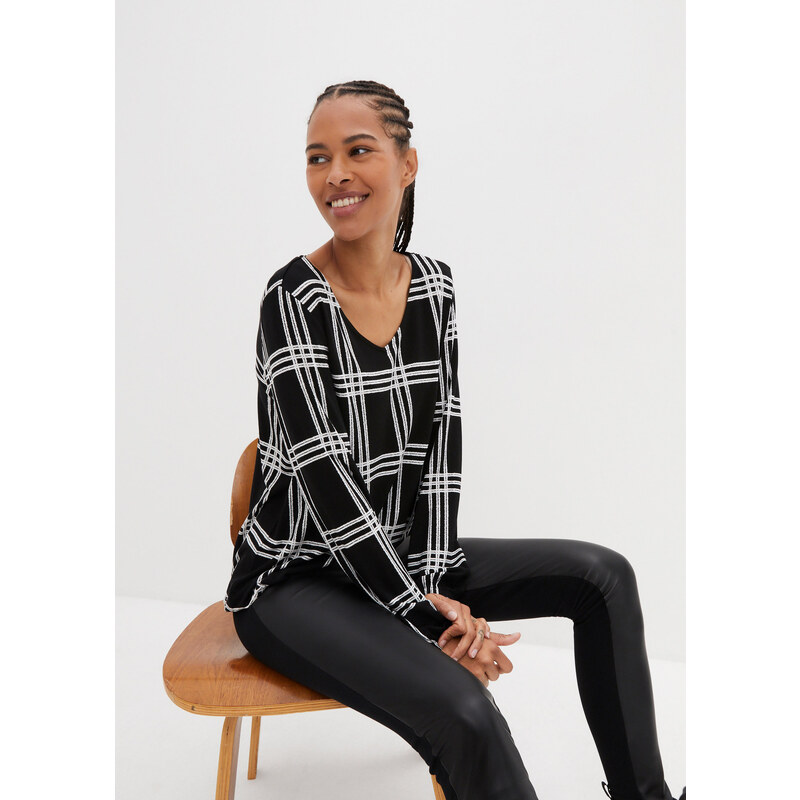 bonprix Tričko s elastickým zakončním, dlhý rukáv, farba čierna 47459924