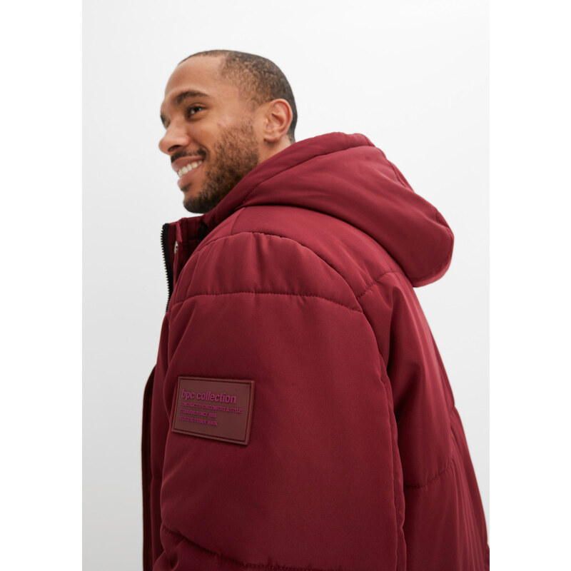 bonprix Prešívaná bunda s kapucňou z recyklovaného polyesteru, farba červená