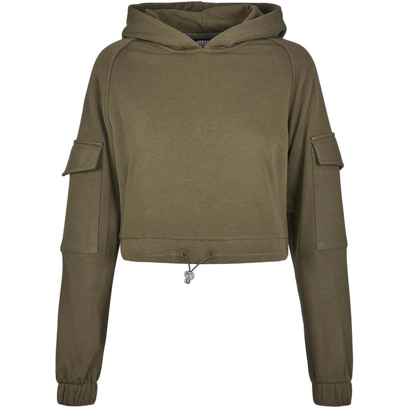 Urban Classics Womens Short Work Hoodies Summer Olive 50500828