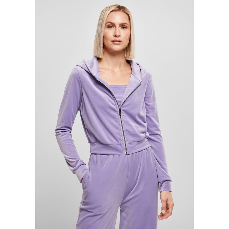 Urban Classics Womens Short Velvet Lavender With Zipper Hooded 50682227