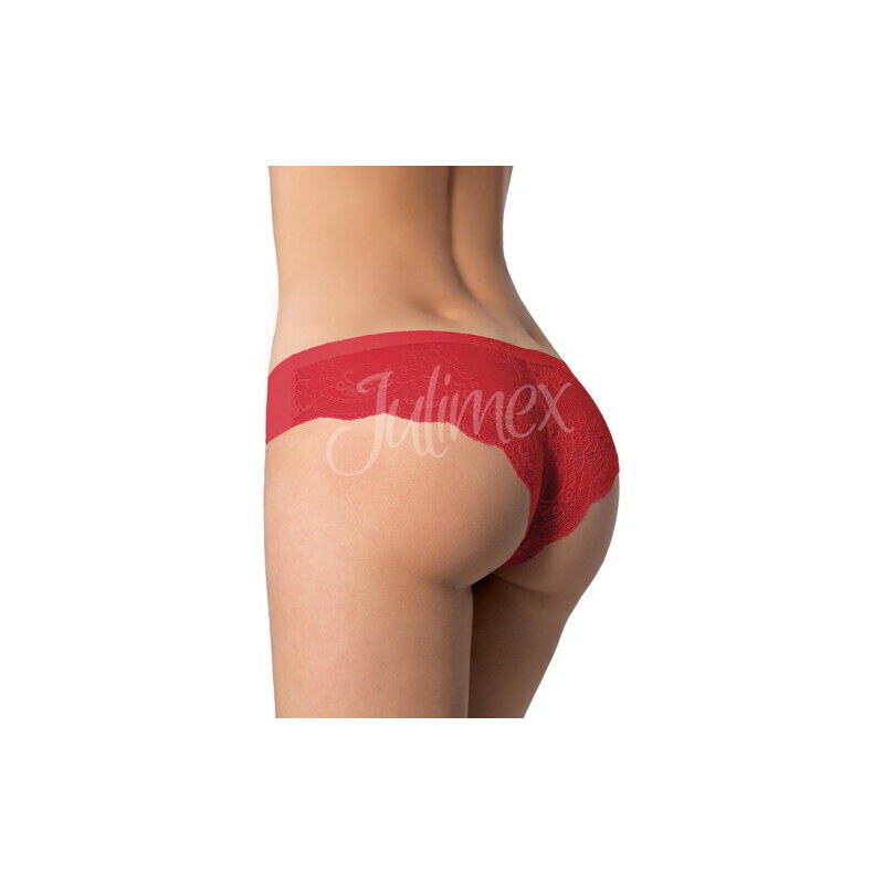 Julimex Bezšvové brazílske nohavičky brazilky Tanga Panty červené, Farba červená