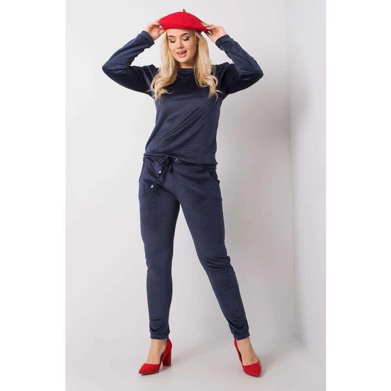 MladaModa Oversize velúrová tepláková súprava Jeanne námornícka modrá 47484573