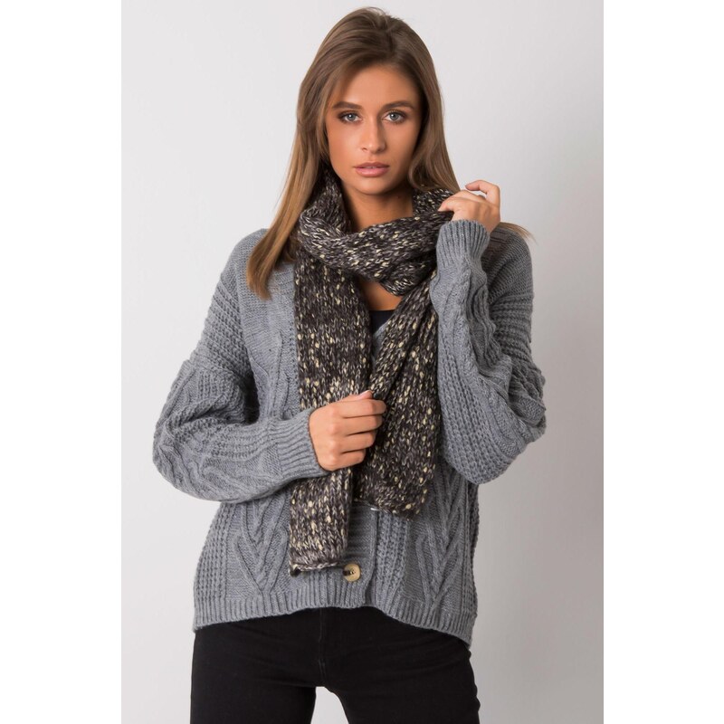 MladaModa Úpletový dámsky šál so zlatou nitkou model 40723 čierny 47485286