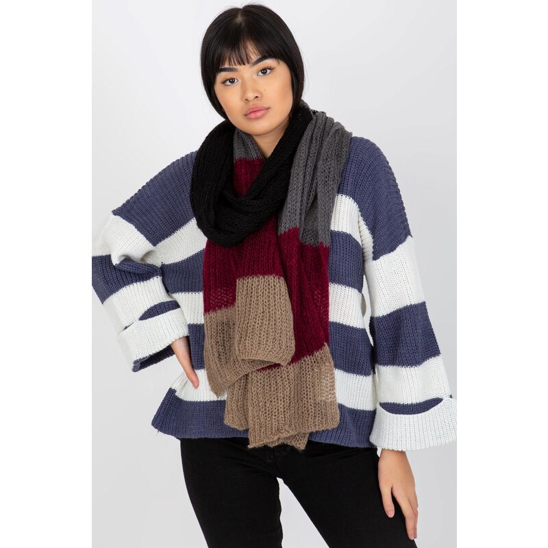 MladaModa Viacfarebný úpletový dámsky šál model 27194 bordový 47485290