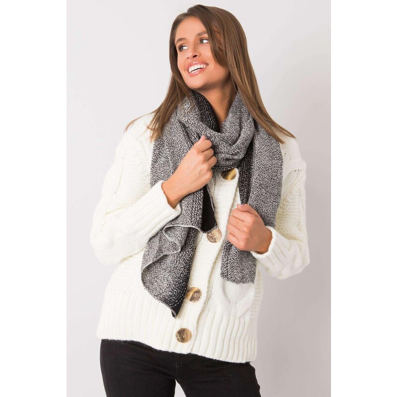 MladaModa Hladký dámsky šál model 89991 čierny+biely 47485303