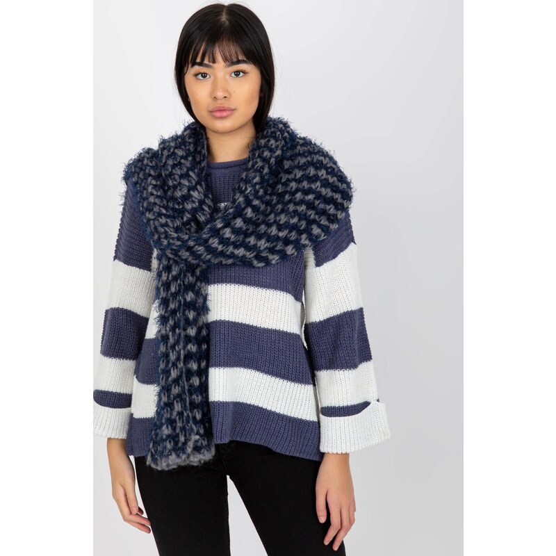 MladaModa Úpletový dámsky šál model 71088 farba námornícka modrá 47485314