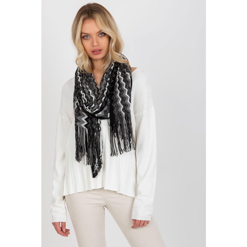 MladaModa Vzorovaný dámsky šál s lesklou niťou a strapcami model 79912 47485318