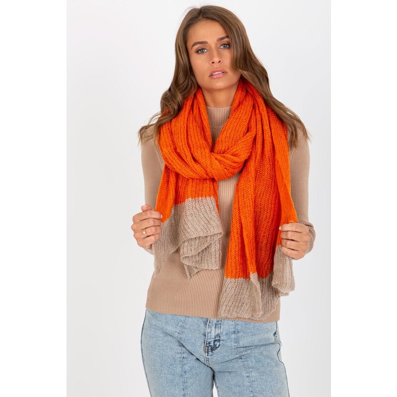 MladaModa Dlhý úpletový dámsky šál model 94294 oranžový 47485376