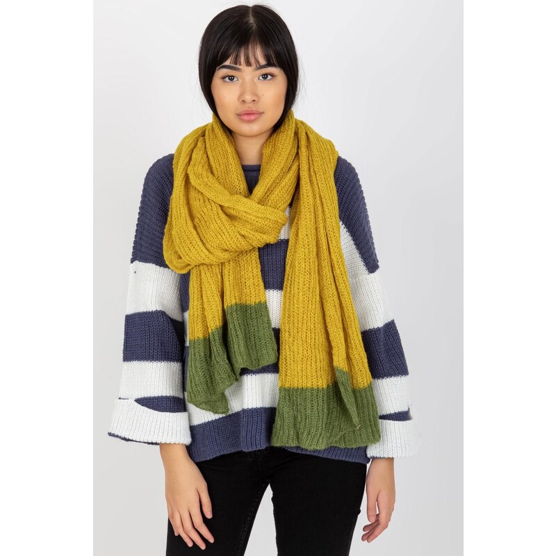 MladaModa Dlhý úpletový dámsky šál model 94294 horčicový 47485377