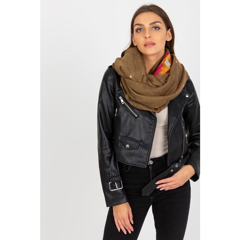 MladaModa Viskózová komínová šatka so vzorom vesmíru model 0632 béžová 47485398