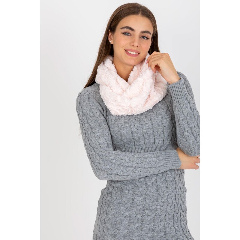 MladaModa Dámsky komín na zimu z umelej kožušinky model 25318 pudrovo 47485403