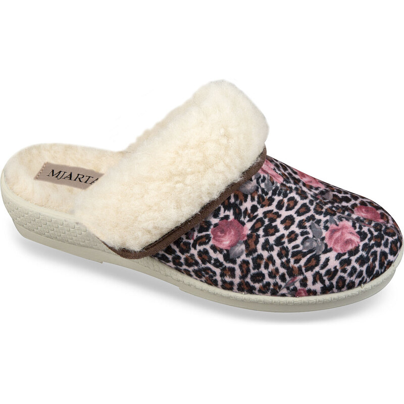 MJARTAN - Vlnené papuče - leopardí vzor