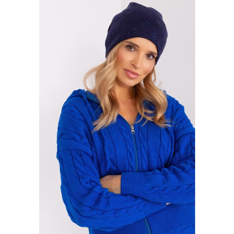 MladaModa Dámska čiapka so zirkónmi model 32585 námornícka modrá 47500770