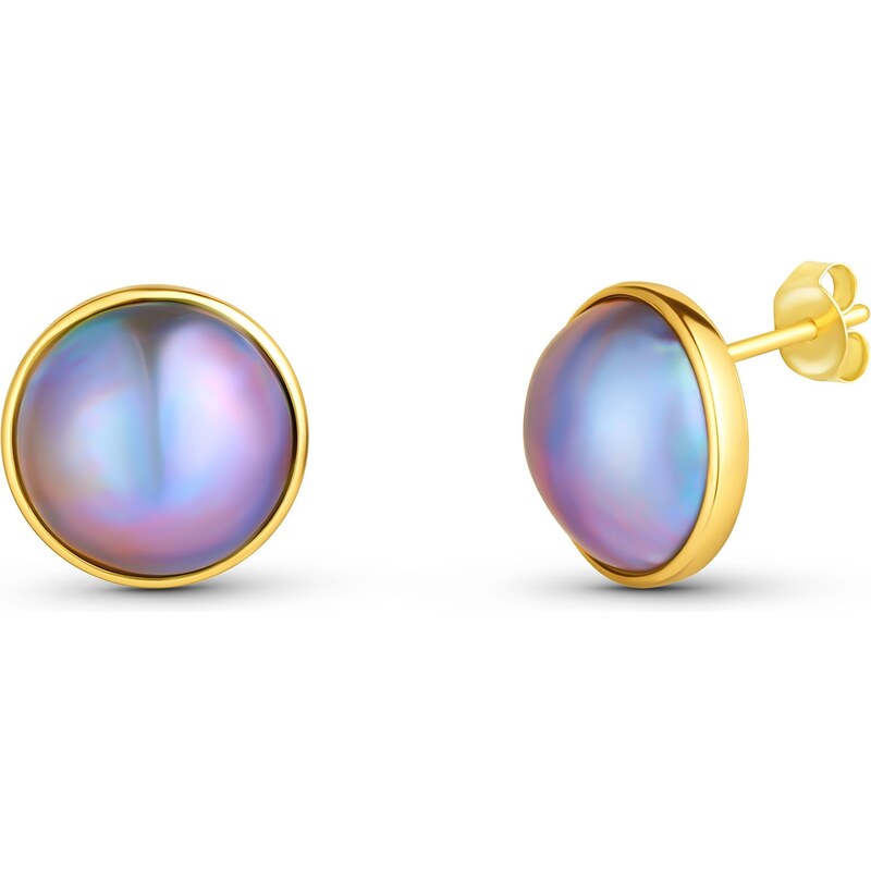 JwL Luxury Pearls Luxusné pozlátené náušnice z pravých perál Mabe 66591320