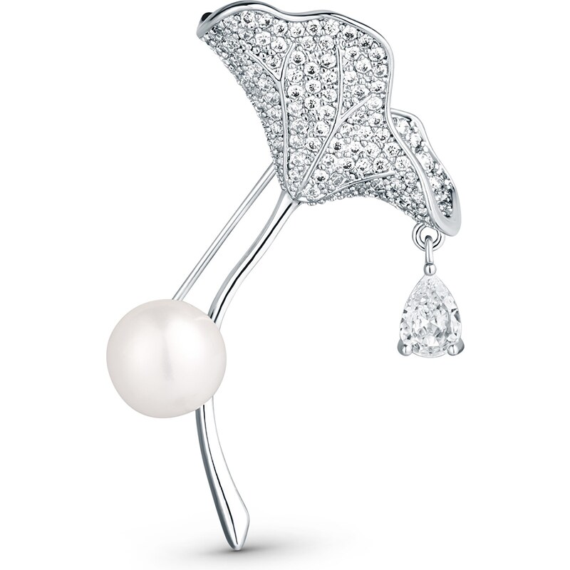 JwL Luxury Pearls Trblietavá brošňa 2v1 s kryštálmi a pravou perlou 66594372