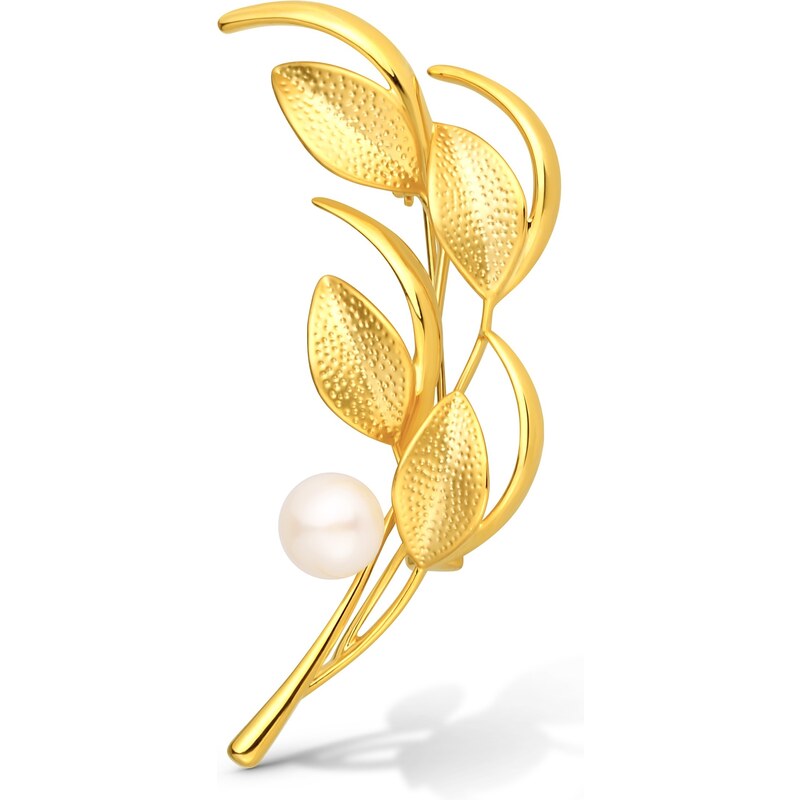 JwL Luxury Pearls Slušivá pozlátená brošňa 2v1 s pravou perlou JL0843 66592533