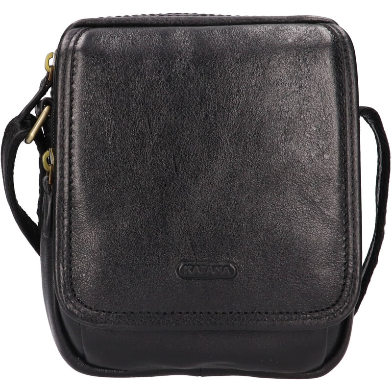 Pánska celokožená taška na doklady Katana Leif - čierná 48199411