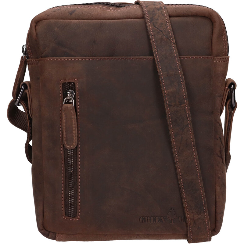 Pánska kožená taška cez rameno Greenwood Vašek - tmavo hnedá 48199626