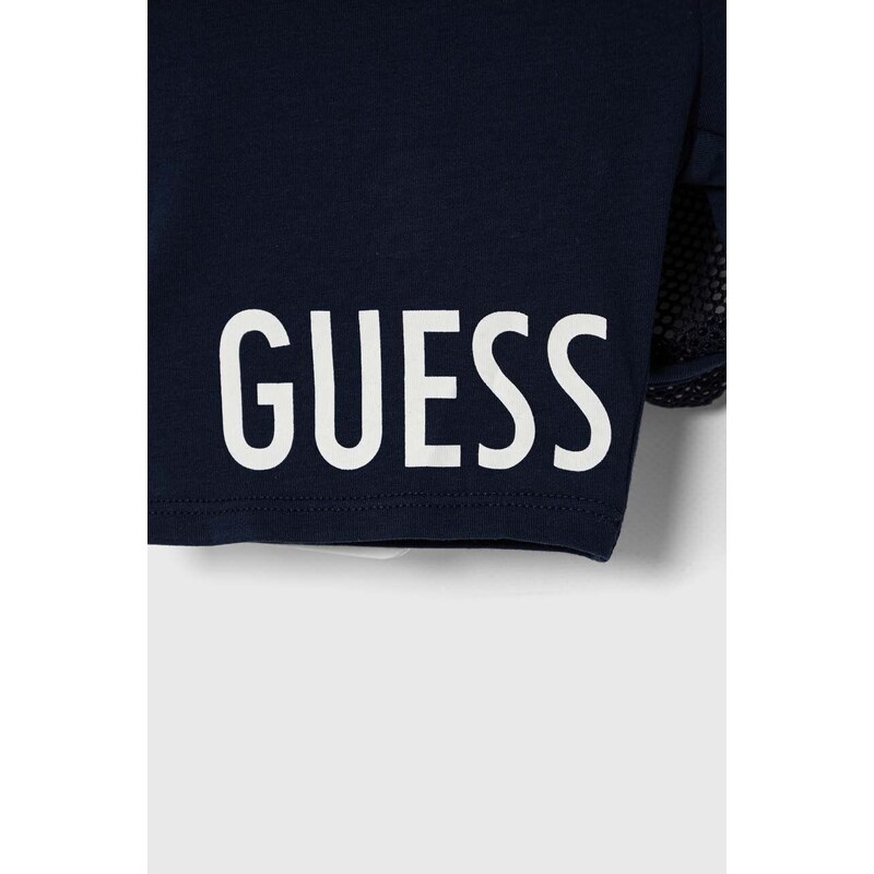 Dievčenská sukňa Guess tmavomodrá farba, mini, áčkový strih