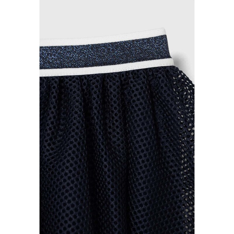 Dievčenská sukňa Guess tmavomodrá farba, mini, áčkový strih