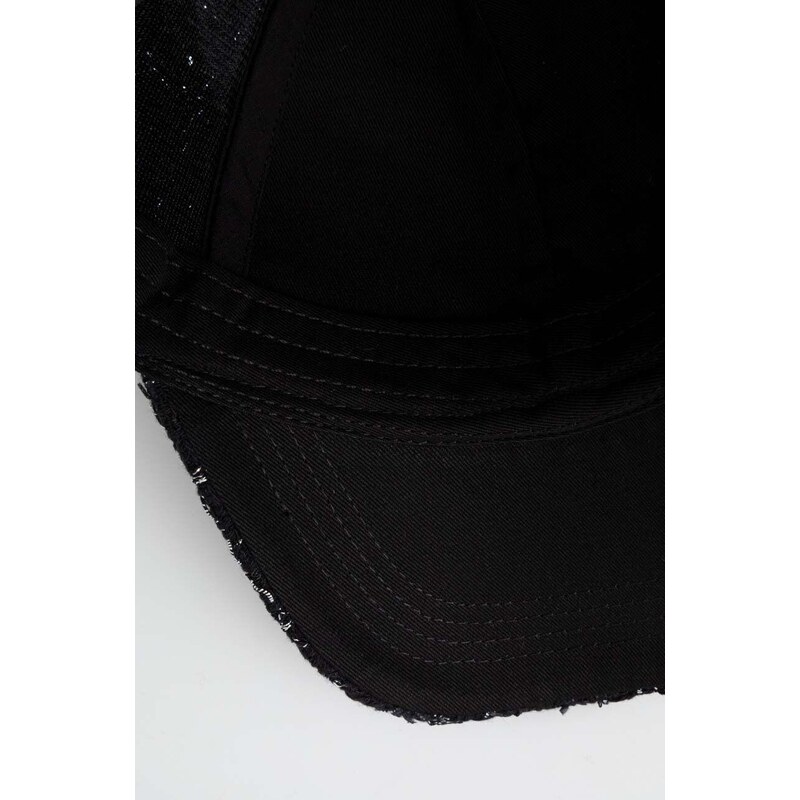 Šiltovka Karl Lagerfeld čierna farba, vzorovaná