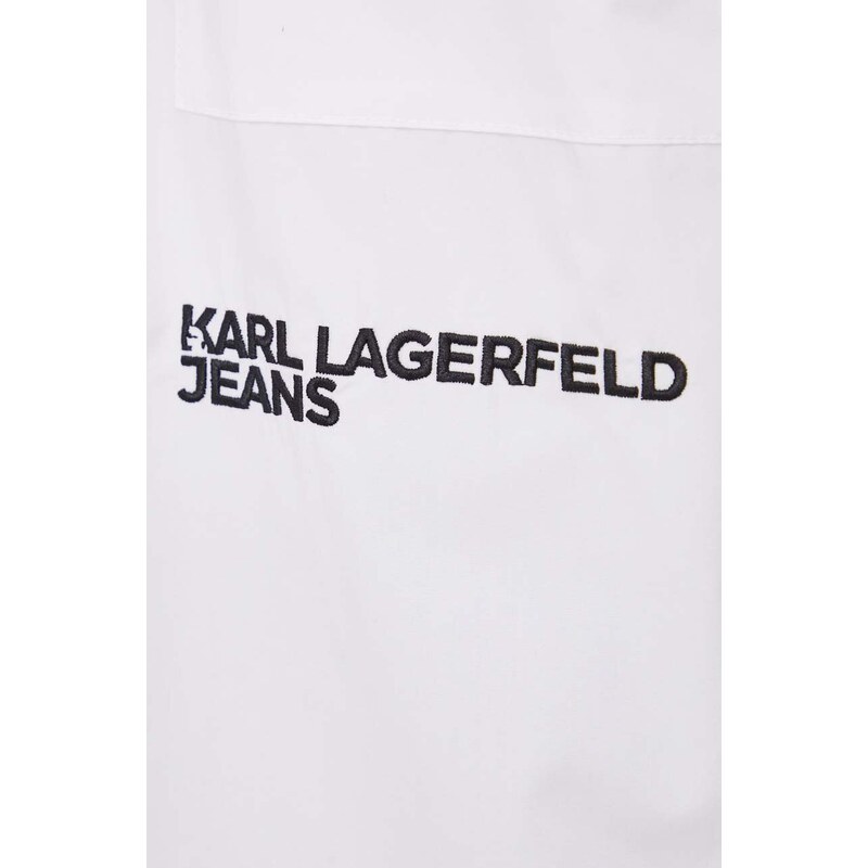 Bavlnená košeľa Karl Lagerfeld Jeans dámska, biela farba, voľný strih, s klasickým golierom