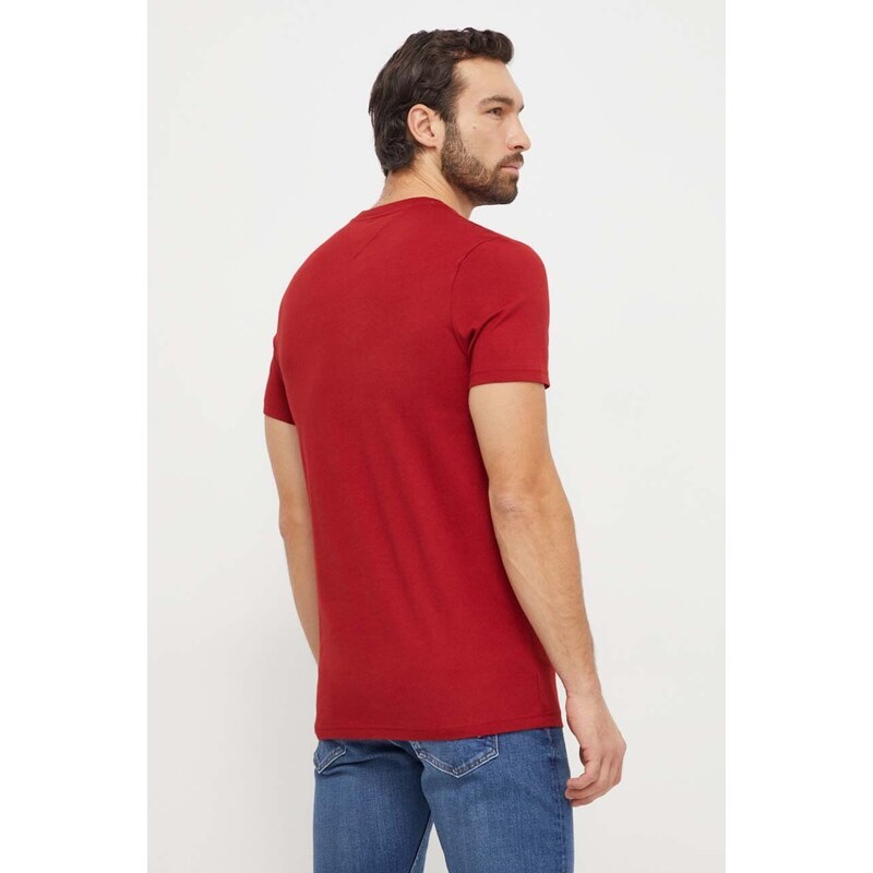 Bavlnené tričko Tommy Jeans pánsky,bordová farba,jednofarebný,DM0DM09598