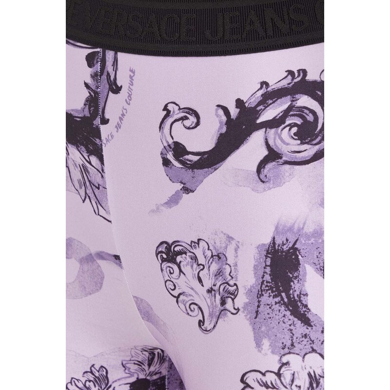 Legíny Versace Jeans Couture dámske, fialová farba, vzorované, 76HAC101 JS292
