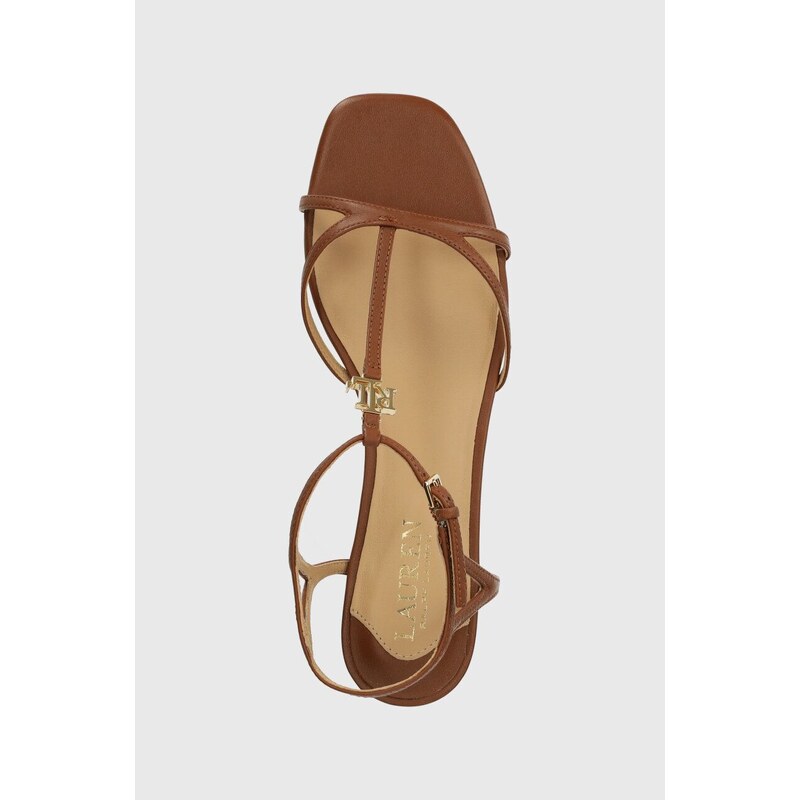 Kožené sandále Lauren Ralph Lauren Fallon dámske, hnedá farba, 802920000000