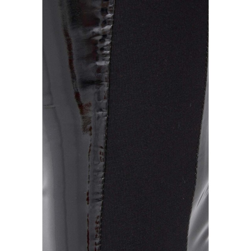 Latexové nohavice Karl Lagerfeld čierna farba, priliehavé, vysoký pás
